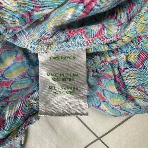 Lilly Pulitzer Dress Womens XS Blue Kalen Clam Jam Ruffle Spaghetti Strap Mini - Picture 6 of 11
